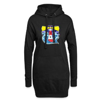 Leuchtturm Küste See Meer - Hoodie-Kleid - Schwarz - Vorne