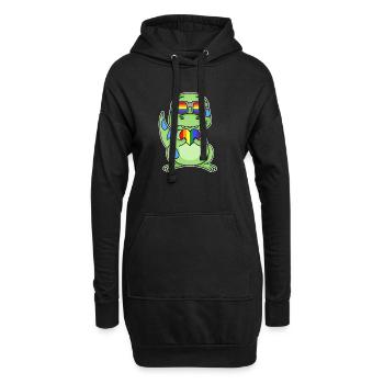 Gay Regenbogen Herz Dinosaurier - Hoodie-Kleid - Schwarz - Vorne