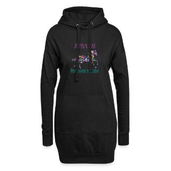 Je peux pas mon cheval m'attend - florale poney - Sweat-shirt à capuche long Femme - noir - Devant