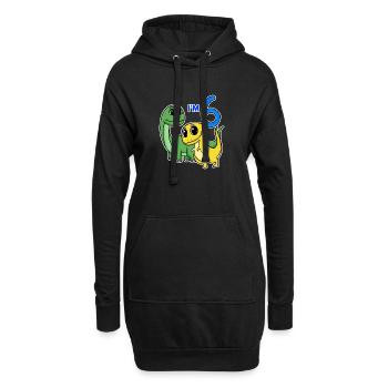 6 ans - 6ème anniversaire avec motif animal - Dino - Sweat-shirt à capuche long Femme - noir - Devant