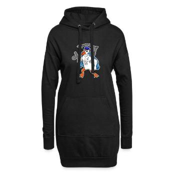 Nordsee Möwe mit Anker - Hoodie-Kleid - Schwarz - Vorne