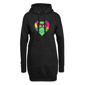 Pansexuell Alien Herz Geschenk - Hoodie-Kleid - Schwarz - Vorne