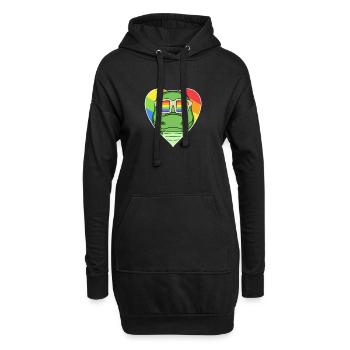 Regenbogen - Krokodil mit Brille - Hoodie-Kleid - Schwarz - Vorne