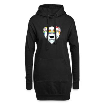 Arc-en-ciel - Ours polaire avec lunettes - Sweat-shirt à capuche long Femme - noir - Devant