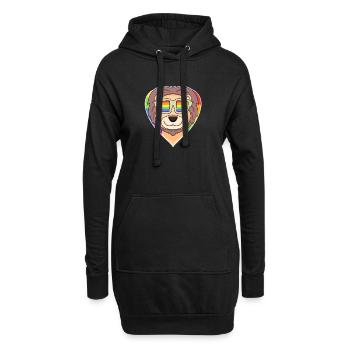 Regenbogen - Löwe mit Brille - Hoodie-Kleid - Schwarz - Vorne