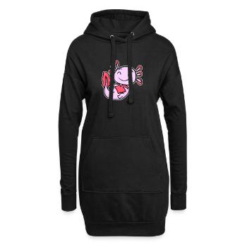 Axolotl Herz Liebe - Herz Motiv - Hoodie-Kleid - Schwarz - Vorne