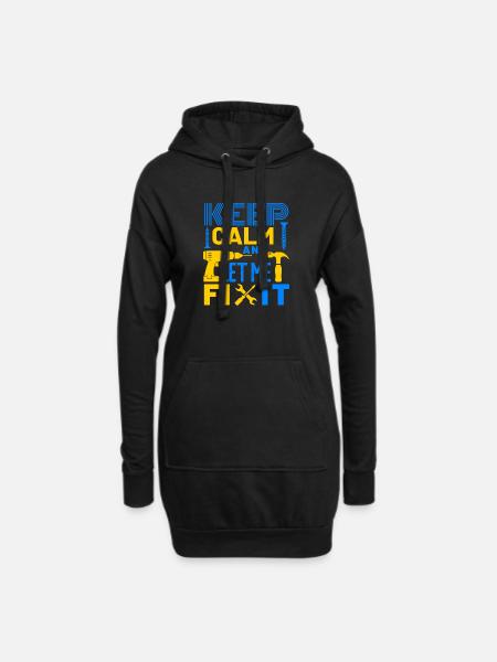 Bleib ruhig und lass es mich selbst reparieren - Hoodie-Kleid - Schwarz