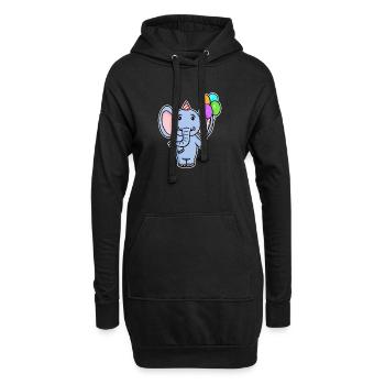 Elefant Geburtstag Luftballon - Hoodie-Kleid - Schwarz - Vorne