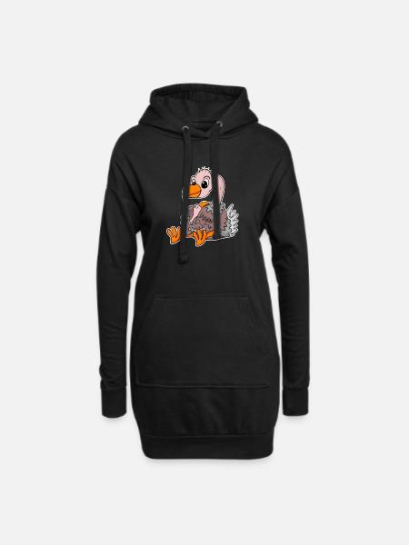 Geier Familie - Geier mit Baby - Hoodie-Kleid - Schwarz