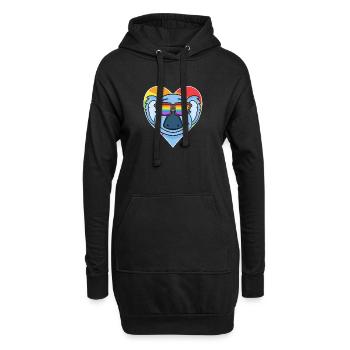 Arc-en-ciel - Koala avec lunettes et cœur - Sweat-shirt à capuche long Femme - noir - Devant