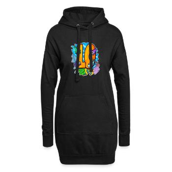 10 Geburtstag 10 Jahre alt mit Tier Motiv - zehn - Hoodie-Kleid - Schwarz - Vorne