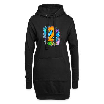 2 anniversaire 2 ans avec motif animal - deux - Sweat-shirt à capuche long Femme - noir - Devant