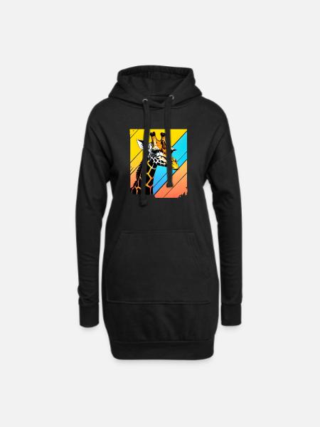 Giraffe Pop Art Farbgeometrie - Hoodie-Kleid - Schwarz