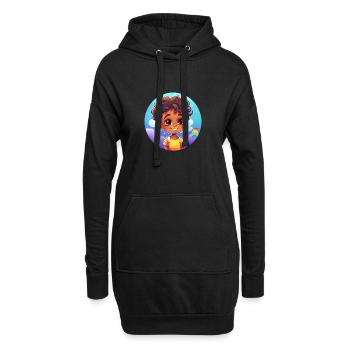 Lebensfroher Kindercharakter mit Regenbogen - Hoodie-Kleid - Schwarz - Vorne