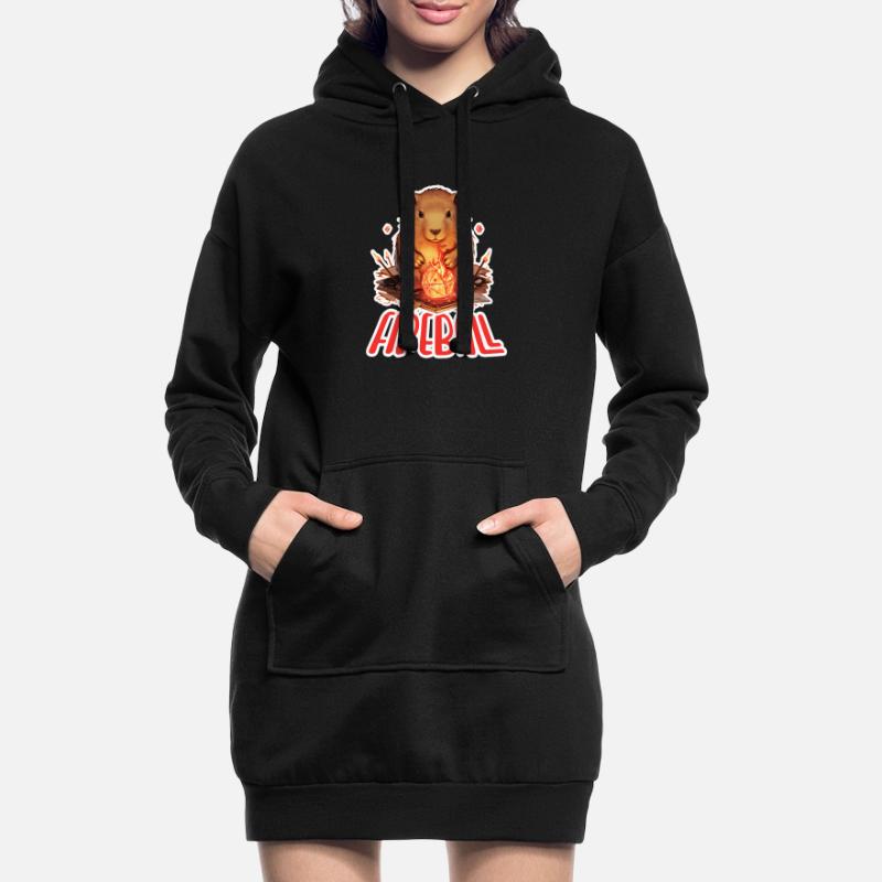 Capybara Mage – Conception de RPG boule de feu Sweat-shirt à capuche long Femme