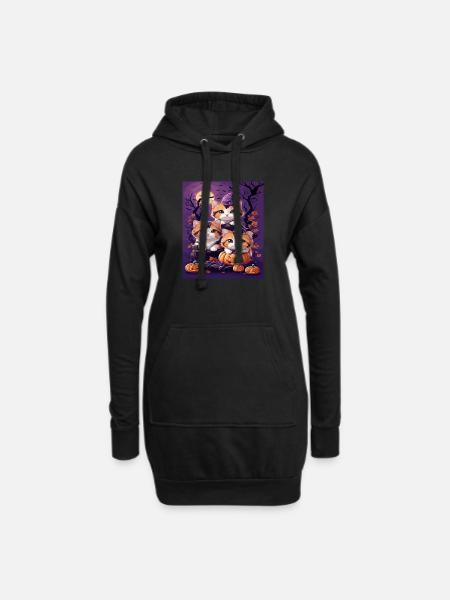 Trio von Kätzchen im Halloween-Stil - Hoodie-Kleid - Schwarz