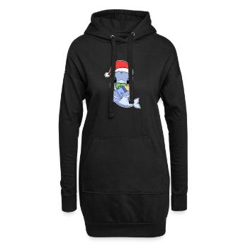 Requin bébé Noël - Sweat-shirt à capuche long Femme - noir - Devant
