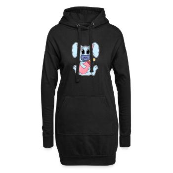 Baby Hase Motiv - Hoodie-Kleid - Schwarz - Vorne