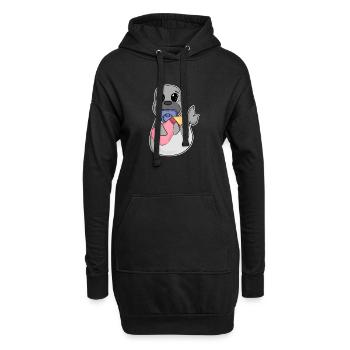 Motif bébé lion de mer - Sweat-shirt à capuche long Femme - noir - Devant