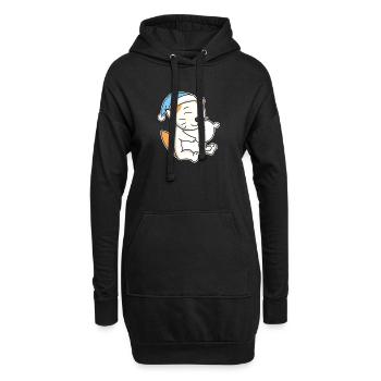 Schlafen Müde - Katze mit Kissen und Schlafmütze - Hoodie-Kleid - Schwarz - Vorne