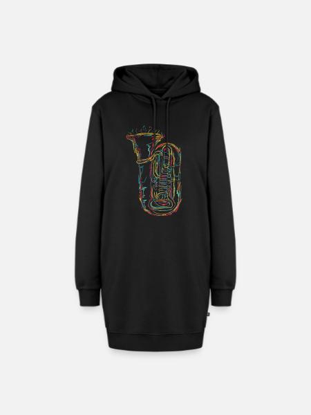 Tuba Skizze - Hoodie-Kleid - Schwarz