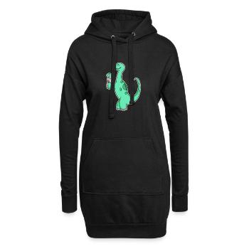 Dinosaure avec bébé dinosaure - Motif Dino - Sweat-shirt à capuche long Femme - noir - Devant