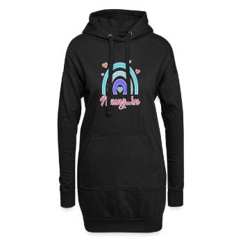 19. Geburtstag Regenbogen Vintage - Hoodie-Kleid - Schwarz - Vorne