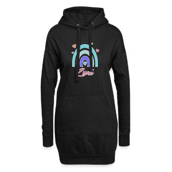 2. Geburtstag Regenbogen Vintage - Hoodie-Kleid - Schwarz - Vorne