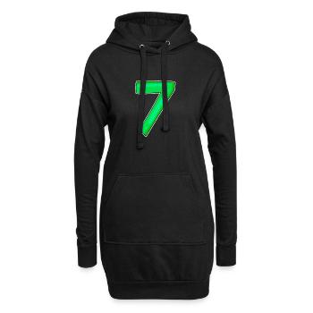 7 Nummer Zahl Grün - Hoodie-Kleid - Schwarz - Vorne