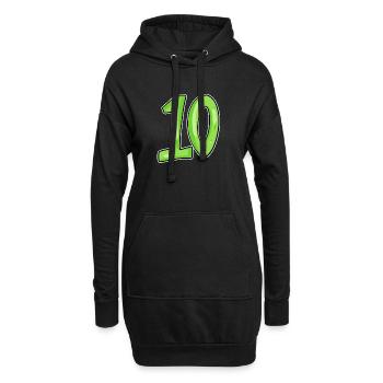 Zehn 10 Nummer Zahl - Hoodie-Kleid - Schwarz - Vorne