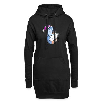 Pinguin Müde Ausschlafen Schlafen Mädchen - Hoodie-Kleid - Schwarz - Vorne