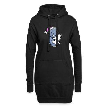 Nilpferd Müde Ausschlafen Schlafen Mädchen - Hoodie-Kleid - Schwarz - Vorne