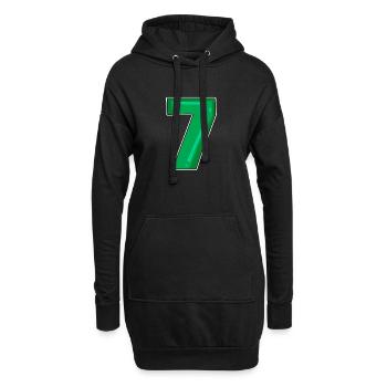 7 grün nummer - Hoodie-Kleid - Schwarz - Vorne