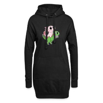 Dino Motiv Dinosaurier Axolotl Motiv Kinder - Hoodie-Kleid - Schwarz - Vorne