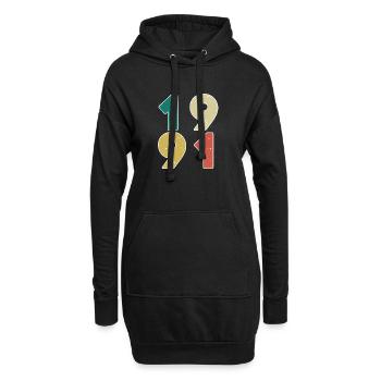 1991 - Jahrgang 1991 - Baujahr 1991 - Hoodie-Kleid - Schwarz - Vorne