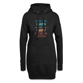 Papa et papy et j'assure dans les deux - Sweat-shirt à capuche long Femme - noir - Devant