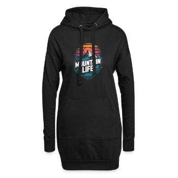 Energetische Berge und Sonnenuntergang - Hoodie-Kleid - Schwarz - Vorne