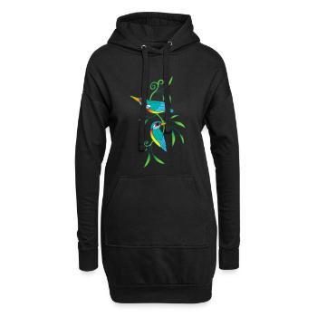 Oiseaux et nature - Sweat-shirt à capuche long Femme - noir - Devant