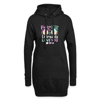 Pink oder Blau Gender-Reveal-Party - Hoodie-Kleid - Schwarz - Vorne