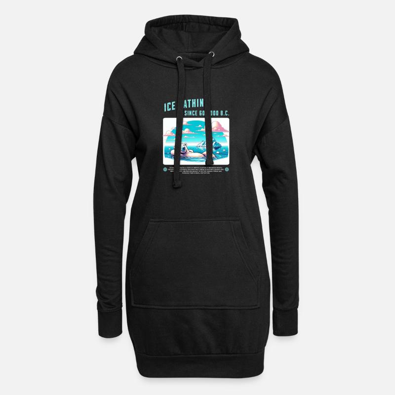 entspannter Eisbär beim Eisbaden in der Arktis - Hoodie-Kleid - Schwarz