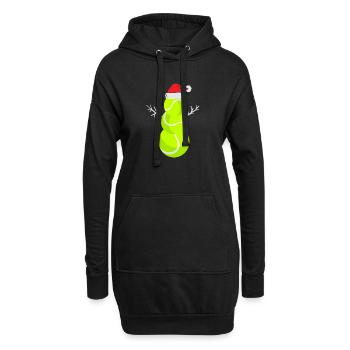 Weihnachts Tennisball Schneemann - Hoodie-Kleid - Schwarz - Vorne