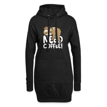 besoin de café paresseux drôle dictons bande dessinée - Sweat-shirt à capuche long Femme - noir - Devant
