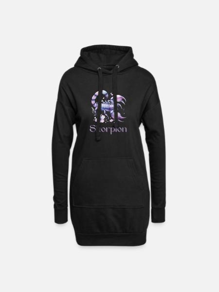 Elegantes Skorpion Sternzeichen Aquarell Geschenk - Hoodie-Kleid - Schwarz