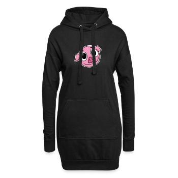 Schwein Kopf - Hoodie-Kleid - Schwarz - Vorne