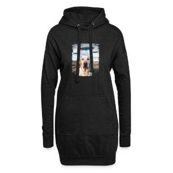 Labrador Retriever Dog Selfie with Alien UFOs. - Hoodie Dress - black - Front
