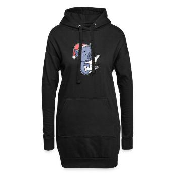 Chauve-souris mignonne fatiguée dormir à Noël - Sweat-shirt à capuche long Femme - noir - Devant
