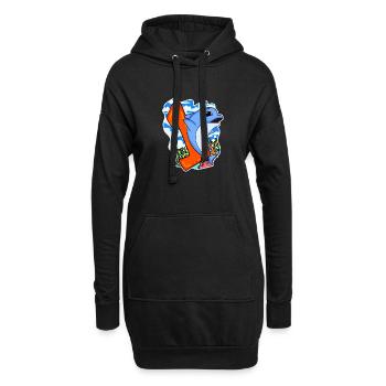 Zahl 1 Nummer Eins - Delfin Motiv - Hoodie-Kleid - Schwarz - Vorne