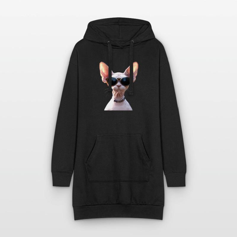 Chat Sphynx Chat Sphynx Chat Canadien Mignon Sphinx Sweat-shirt à capuche long Femme