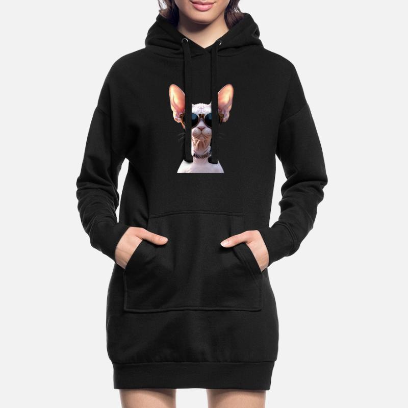 Chat Sphynx Chat Sphynx Chat Canadien Mignon Sphinx Sweat-shirt à capuche long Femme