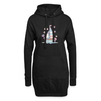 Segeln Comic Look - Hoodie-Kleid - Schwarz - Vorne